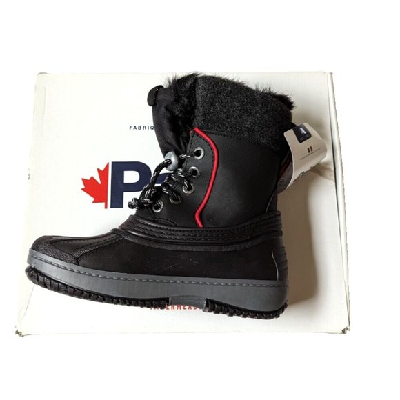 Pajar Canada Kids Girl Boy Winter Snow Boot Black Lace-up Faux Fur Lined 13,1,2Y - Picture 4 of 8